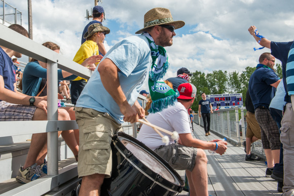 The stands get rowdy at Hollway Field