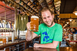 Brian McShane hoists a mug of Bavarian Bliss
