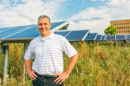 Andrew Berki at one of North Campus' Solar Power locations