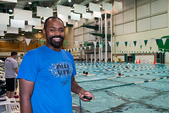 Club Wolverine Head Coach Kelton Graham at EMU's Jones Pool