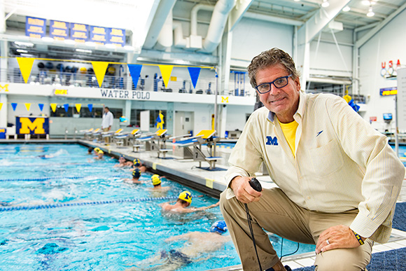 U of M head swim coach Mike Bottom at Canham Natatorium