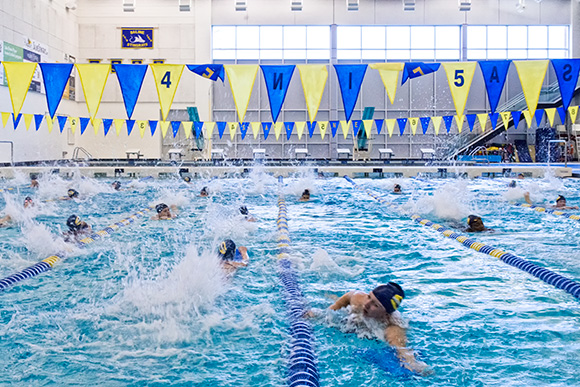 The girls swim team at Saline High School