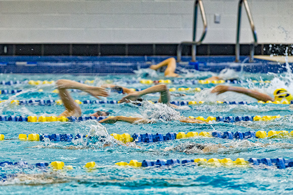 The girls swim team at Saline High School