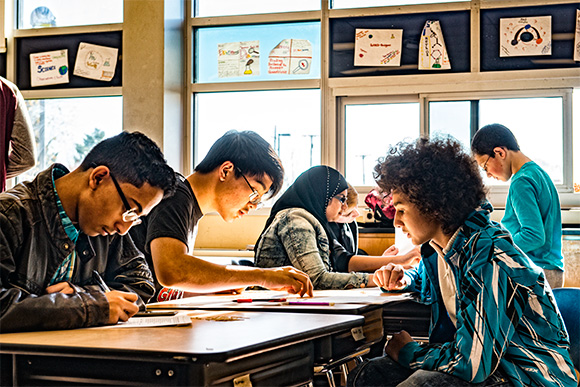 Students at Washtenaw International High School in Ypsilanti