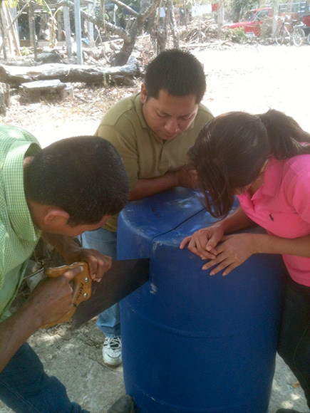 Contstructing the early barrel version of the Oasis Aquaponics system