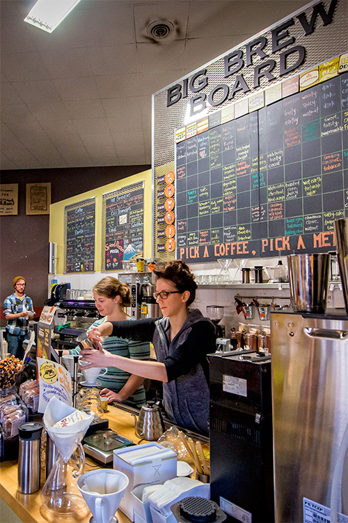 Erin Morris making a pour over coffee at Zingerman's Coffee Company