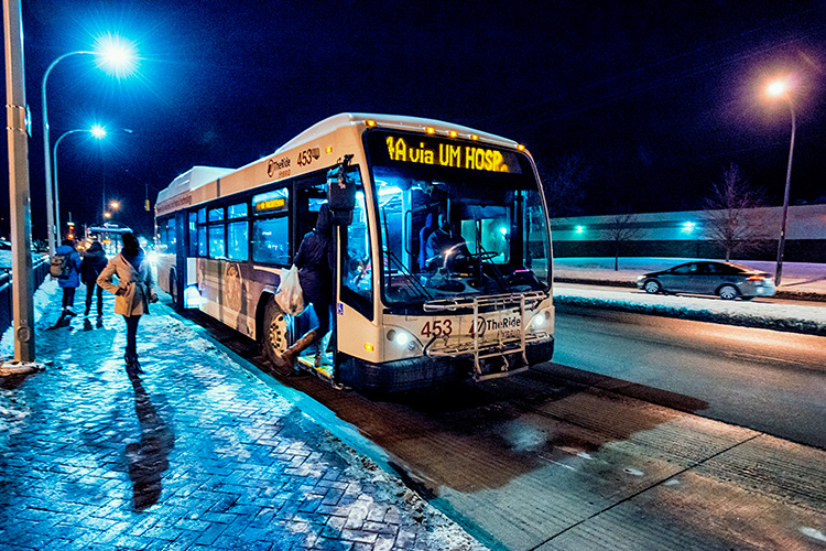 Catching an AAATA bus for Ypsilanti at Arborland