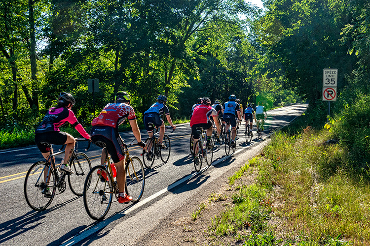 Cyclists on Huron River Drive