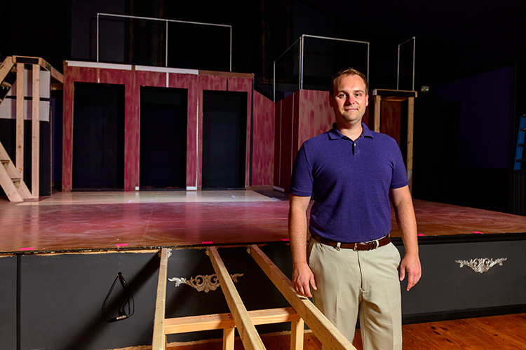 Steve DeBruyne in front of the set of Cabaret under construction