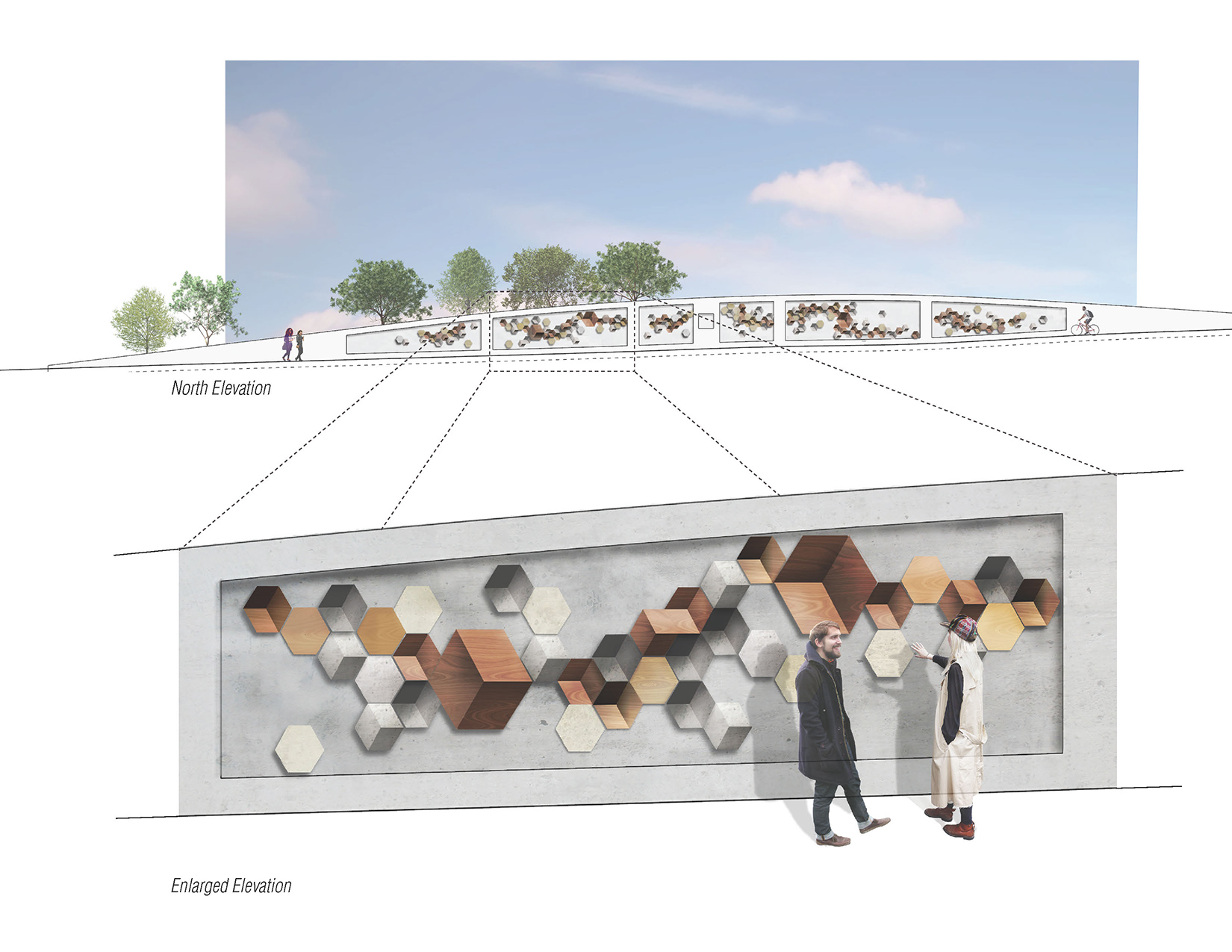 Concept art for Lisa Sauvé's proposed "Sediment" installation along Stadium Boulevard.