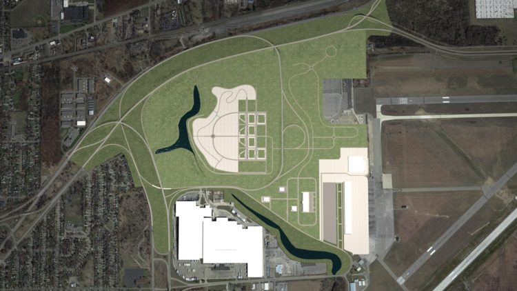 Conceptual rendering of the planned test facility at Willow Run.