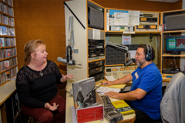 Lisa Barry with DJ Michael Jewett at WEMU studios