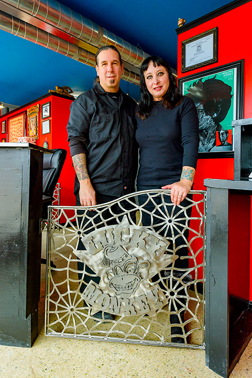 Dana Forrester and James Trunko at Lucky Monkey Tattoo Parlor