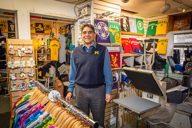 Elmo Morales at his shop on East Liberty