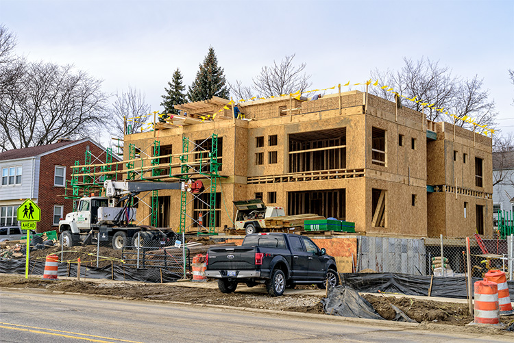 Stadium View Condominiums under construction in Ann Arbor