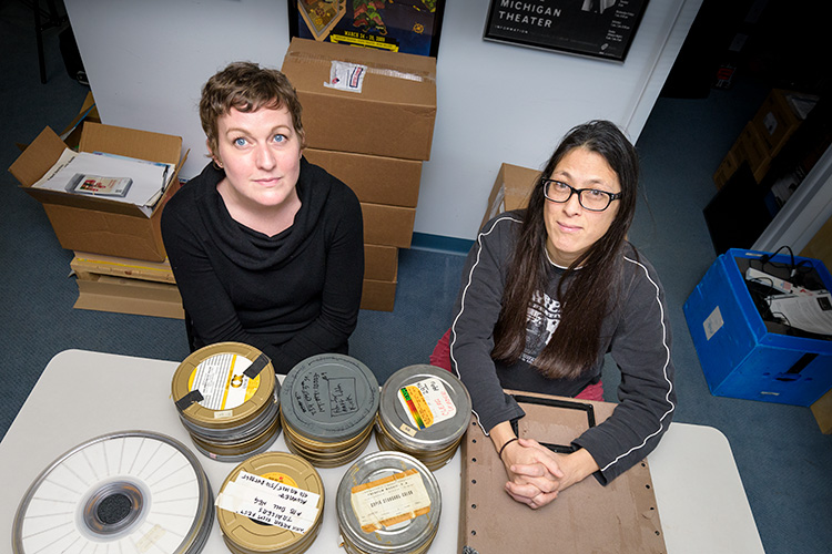 Katie McGowan and Leslie Raymond at the Ann Arbor Film Festival Office