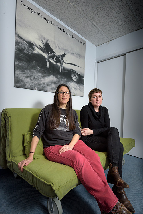 Leslie Raymond and Katie McGowan at the Ann Arbor Film Festival Office