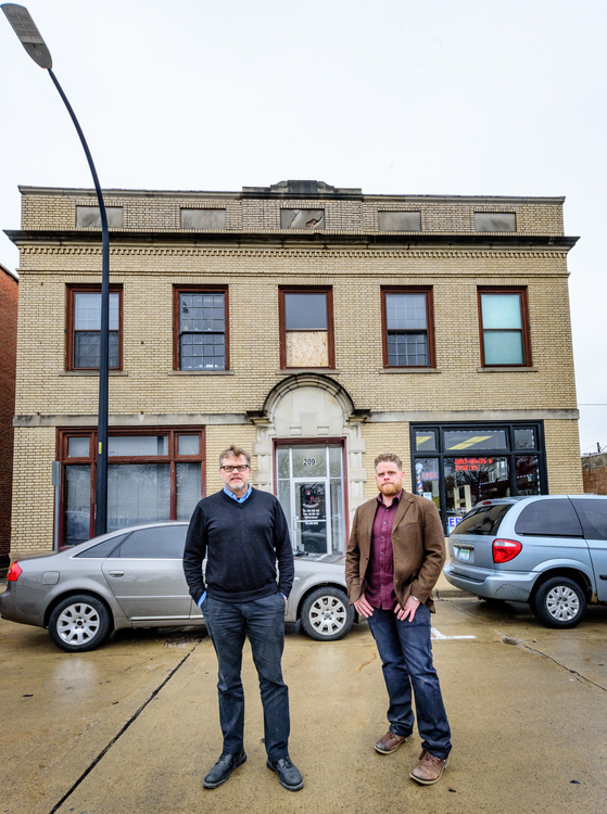 Mark Maynard and Jesse Kranyak outside 209 S. Pearl St.