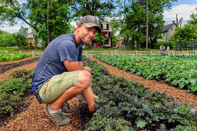 Tyson Gersh at the Michigan Urban Farming Initiative