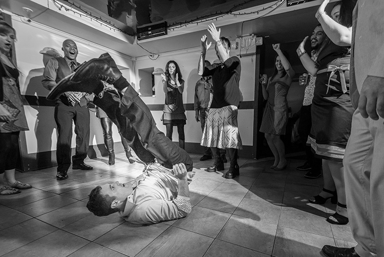 Dan Bennett break dancing at the Elks Lodge