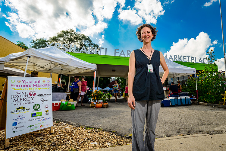 Mayor Amanda Edmonds at the Ypsilanti Farmers Market