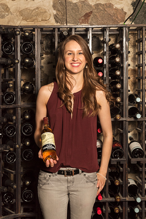 Kelsey Wonsavage in the Aventura Wine Cellar