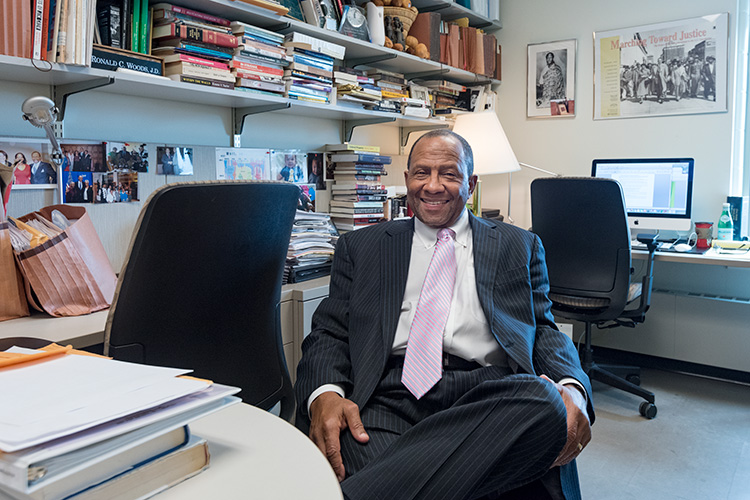 Ronald Woods in his office at Eastern Michigan University