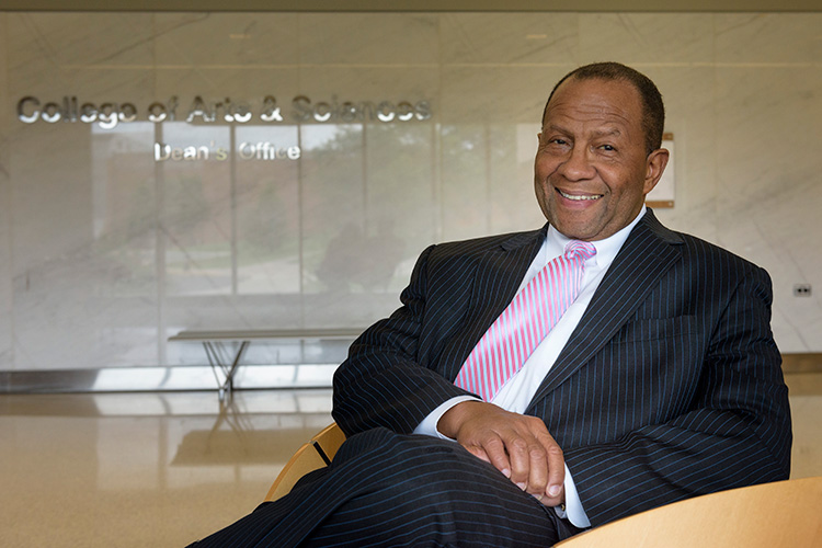 Ronald Woods outside his office at Eastern Michigan University