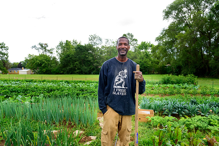 Melvin Parson at We The People Growers Association gardens