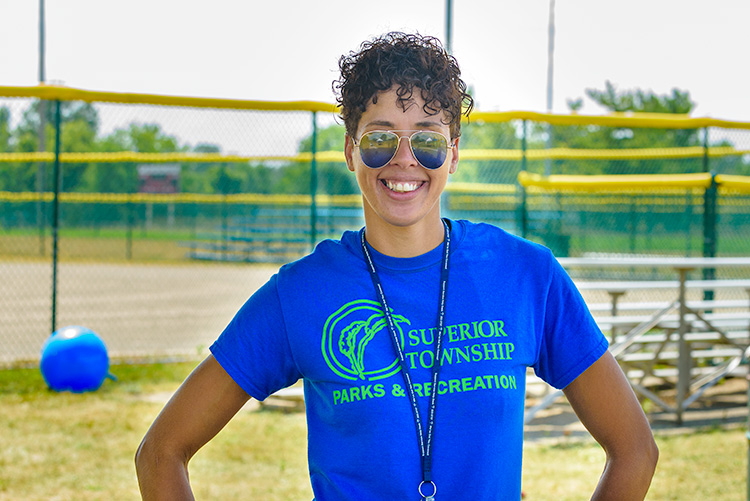 Patricia Tabb at the Summer Playground Program kickball challenge