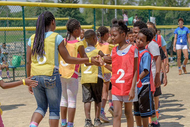 The Summer Playground Program kickball challenge