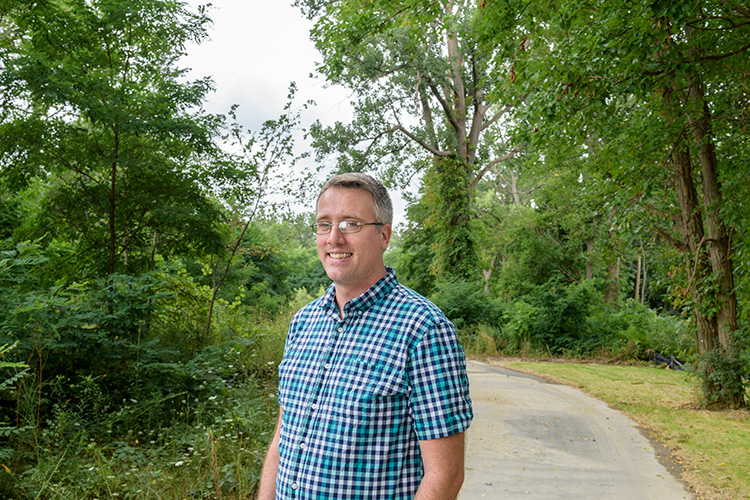 Adam Gainsley at the Water Street Redevelopment Area along the Huron RIver