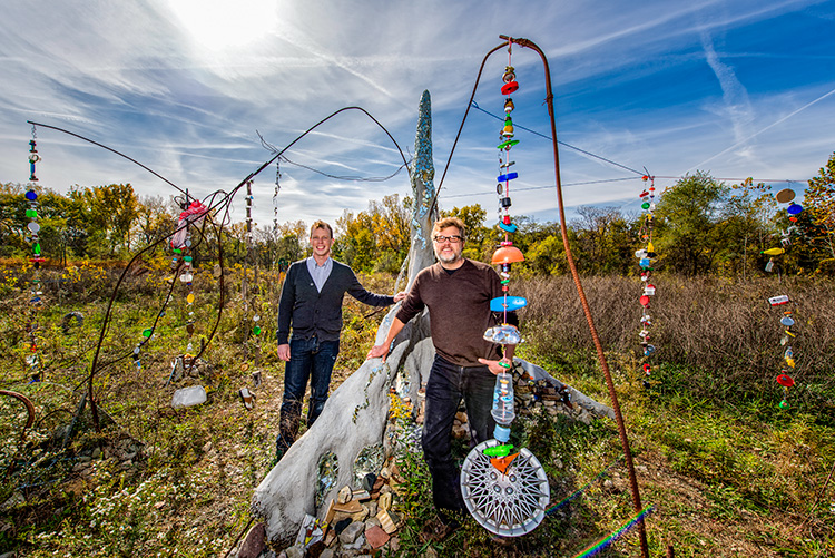 Ben Connor Barrie and Mark Maynard at the Sculpture Garden at the Water Street Redevelopment Area in 2014