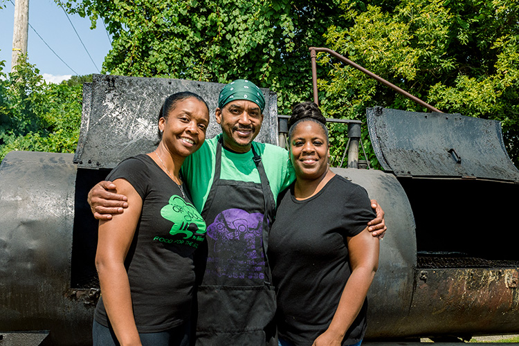 Aerica Hurt, her brother Victor Swanson, and her sister-in-law Yolandus Swanson at Parkridge Summer Festival.