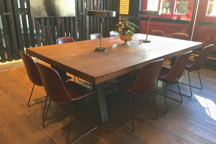 An Urban Ashes table at the Detroit Foundation Hotel.