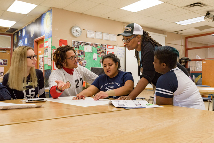 Lynee Settles in one of her classes at Ypsilanti High School