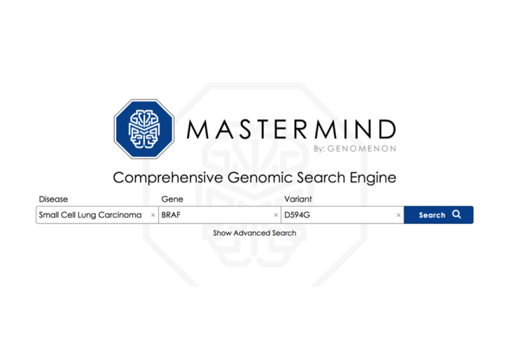 Screenshot of Genomenon's Mastermind search engine.