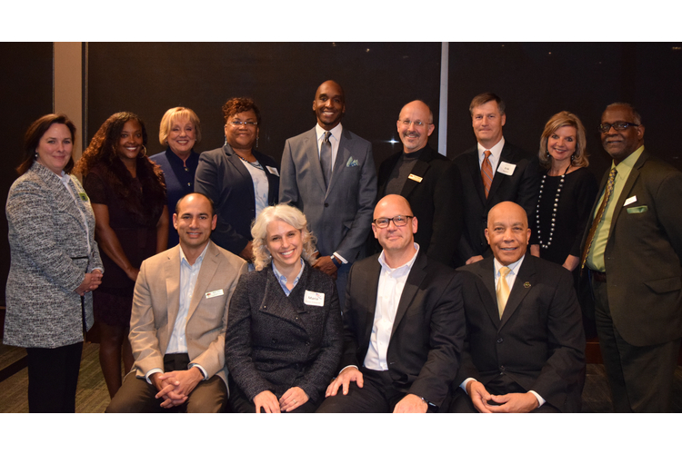 Representatives of the Ann Arbor Area Community Foundation, the Ypsilanti Area Community Fund, Ypsi Community Schools, the Ann Arbor Area Convention and Visitors Bureau, Bank of Ann Arbor at Tuesday's event.