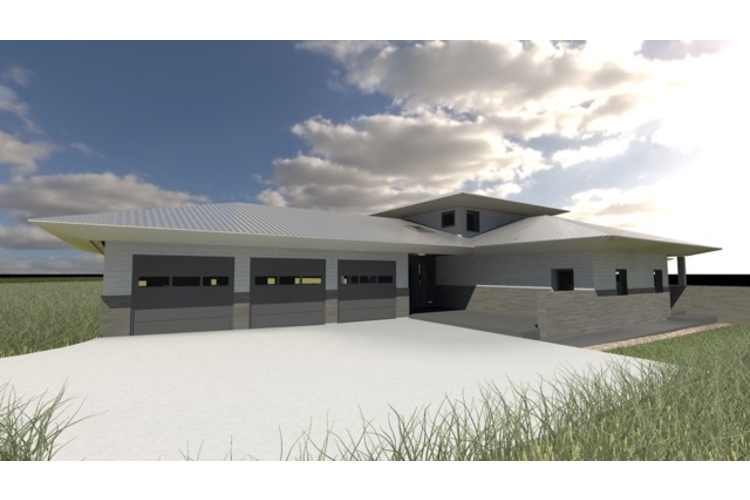 Rendering of the passive home's northeast exterior.