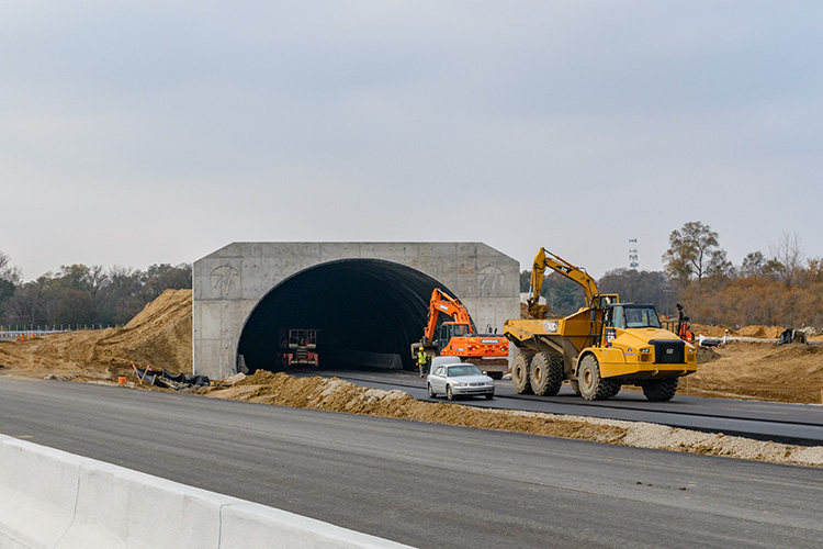 The test track at the American Center For Mobility under construction