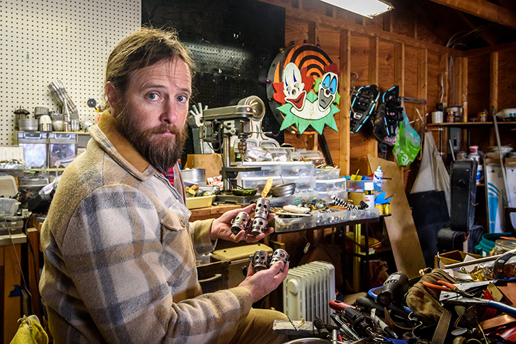 Cre Fuller in his Ypsilanti garage studio