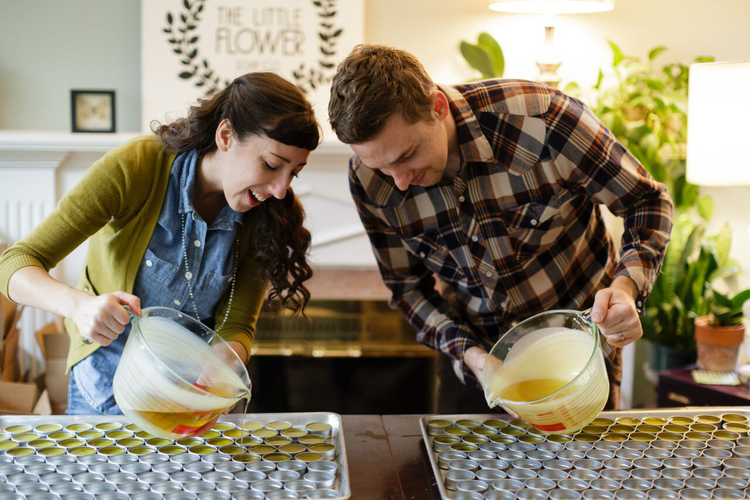 Little Flower Soap Co. owners Holly and Justin Rutt.