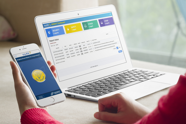The laptop and mobile interface for Neighborhood Watch for Corporations, powered by Squibit.