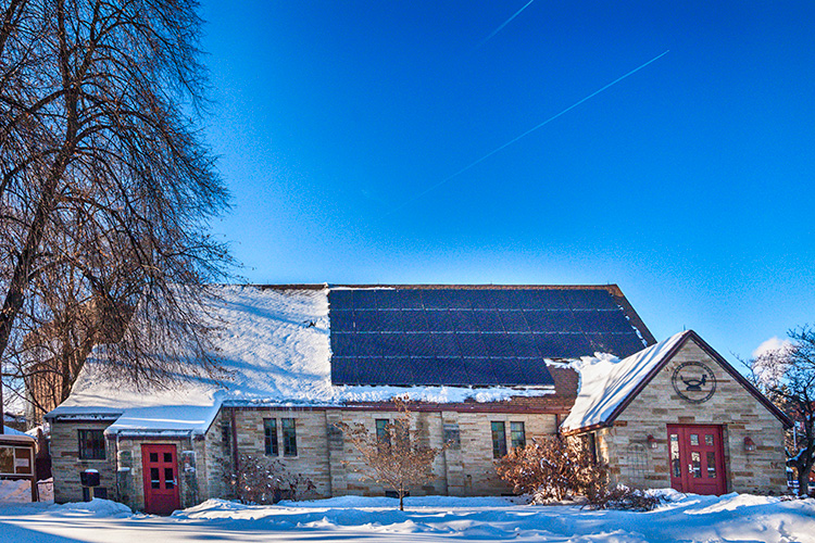 Solar Panels on the roof of Campus Chapel