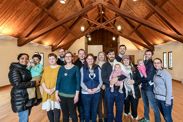 The congregation after service at Campus Chapel