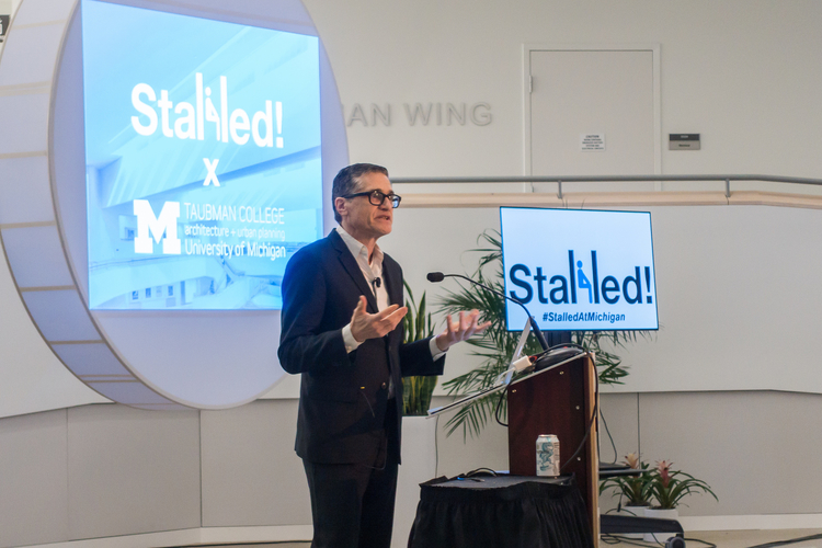 Joel Sanders speaks at the Stalled! conference.