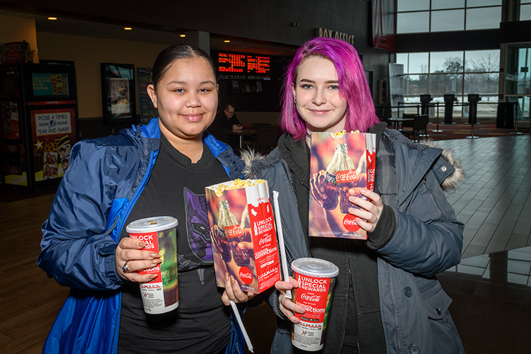 Ypsilanti Community High School Students before a screening of Black Panther at Rave Cinemas