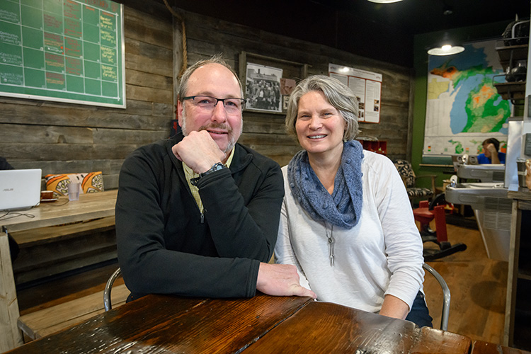 L to R Bill Brinkerhoff and Kathy Sample at Argus Farm Stop on Packard