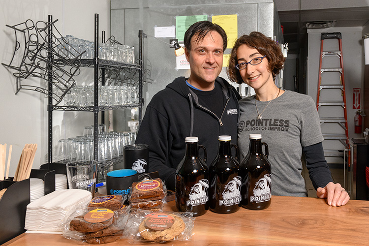 Tori and Jason Tomalia at Pointless Brewery & Theatre