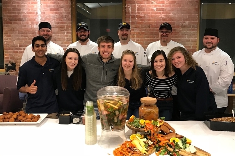 Chefs and attendees at the waste dinner.